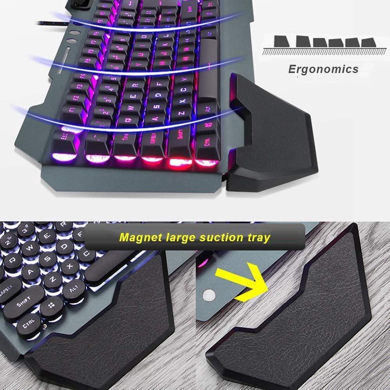 Alt view image 6 of 7 - Wireless Gaming Keyboard and Mouse Combo with Rainbow LED Backlit Rechargeable 4800mAh Battery Metal Panel Mechanical Ergonomic Waterproof Dustproof 7Color Mute Mice for Computer PC Mac Gamer (Purple)