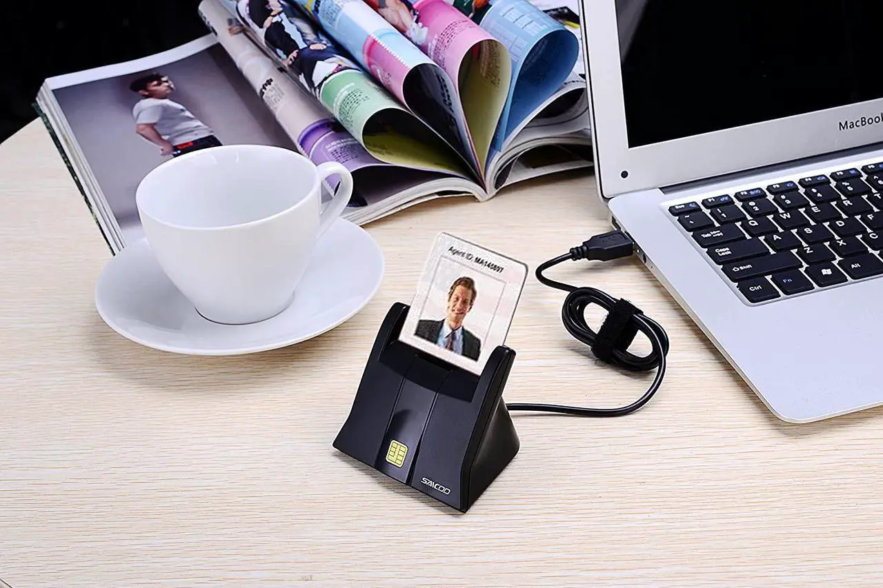 Alt view image 4 of 4 - Saicoo DOD Military USB Common Access CAC Smart Card Reader, Compatible with Mac Os, Win (Vertical Version)