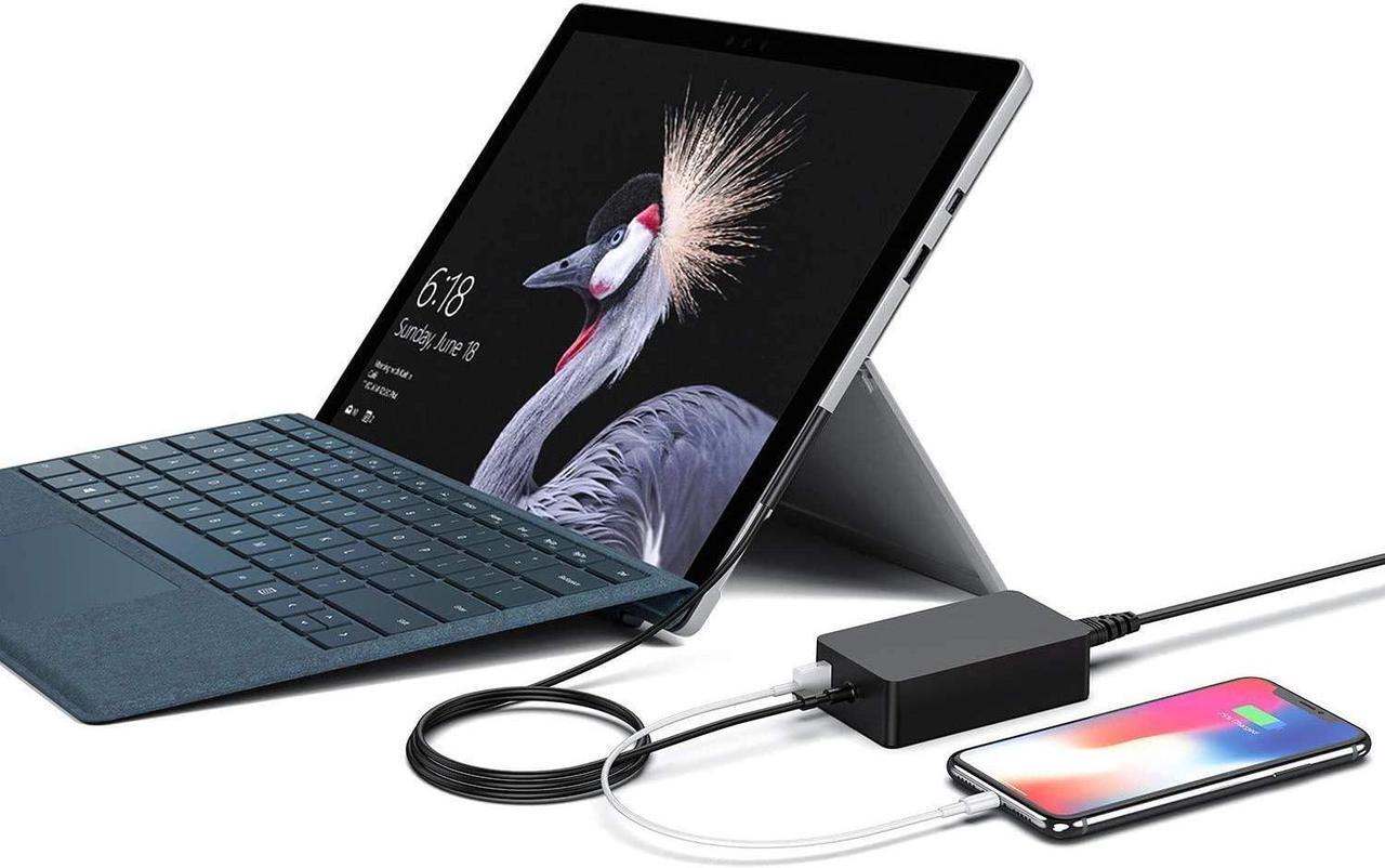 Alt view image 5 of 6 - Surface Pro Charger, Surface Laptop Charger 65W 15V 4A Power Supply for Surface Pro 3/4/5/6/7/X Surface Laptop 1/2/3 Surface Go 1/2 & Surface Book 1/2 with USB Port