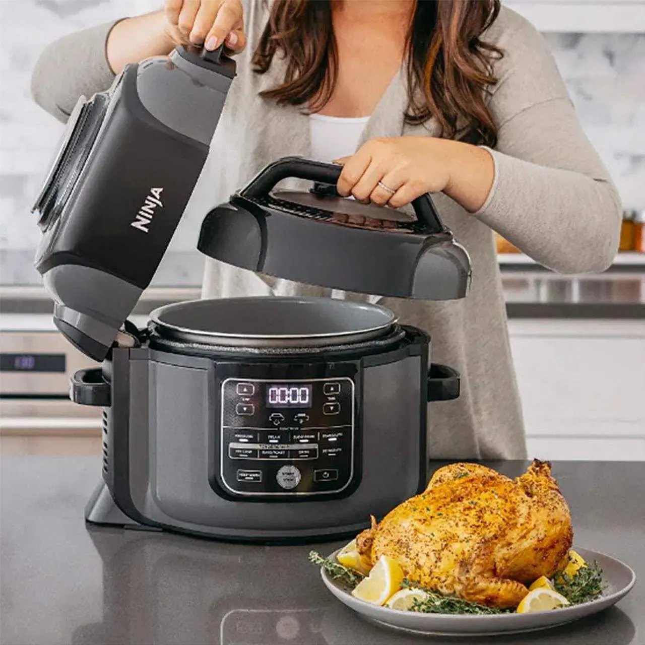 Alt view image 3 of 8 - Ninja OP305 Foodi 6.5 Quart TenderCrisp Pressure Cooker - Black/Gray