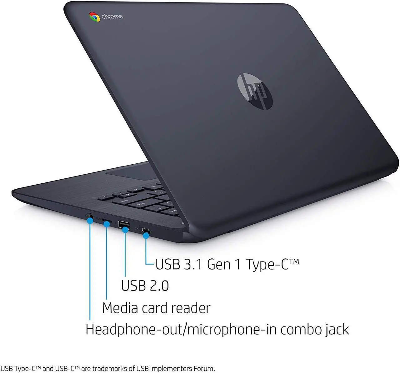 Alt view image 4 of 8 - HP 14-db0090nr Chromebook AMD A4-Series A4-9120 (2.20 GHz) 4 GB Memory 32 GB eMMC SSD 14.0" Touchscreen Chrome OS