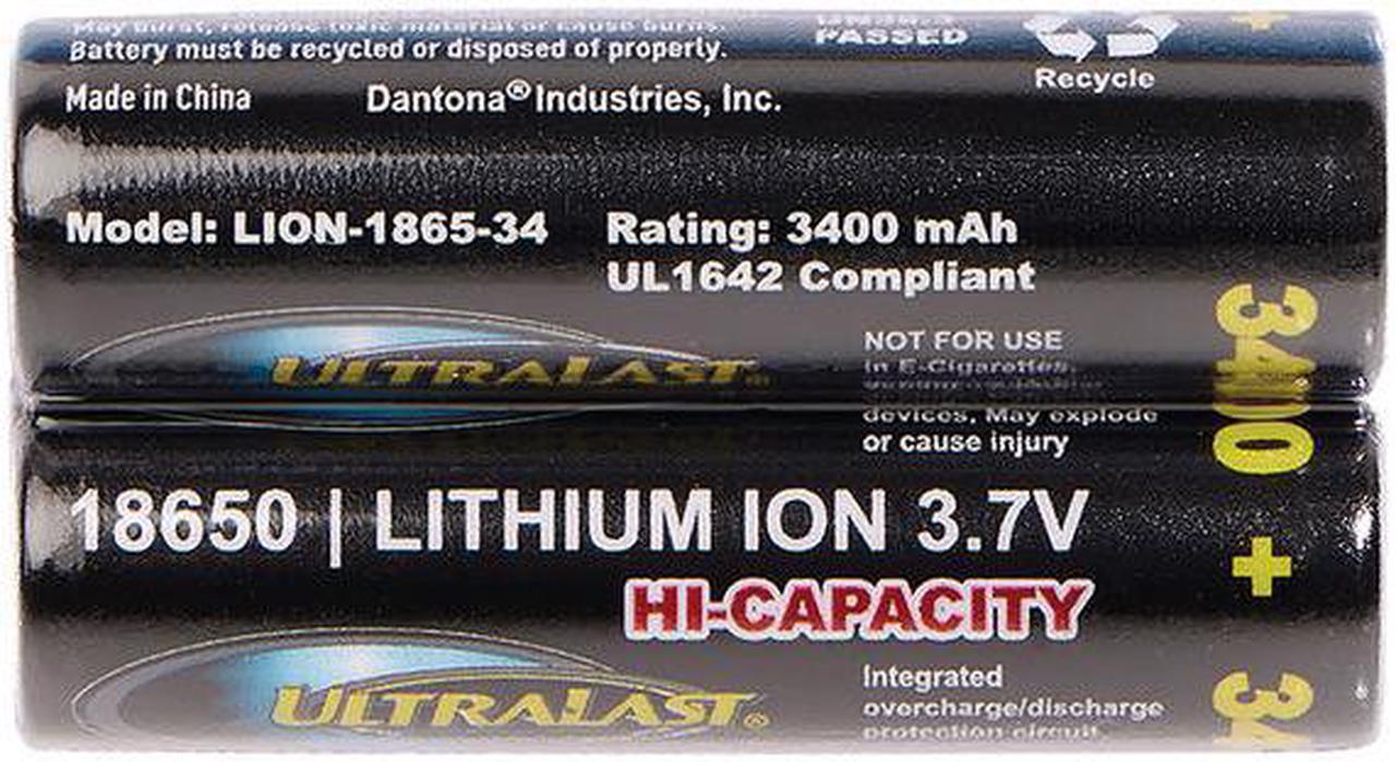Alt view image 5 of 6 - Ultralast UL1865-34-2P 3,400 mAh 18650 Retail Blister Carded Batteries (2 Pack)