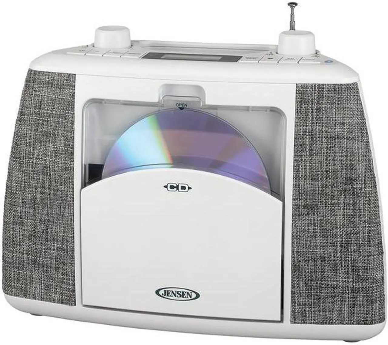 Alt view image 2 of 3 - Jensen CD-565 Portable Bluetooth CD Music System, Gray & White