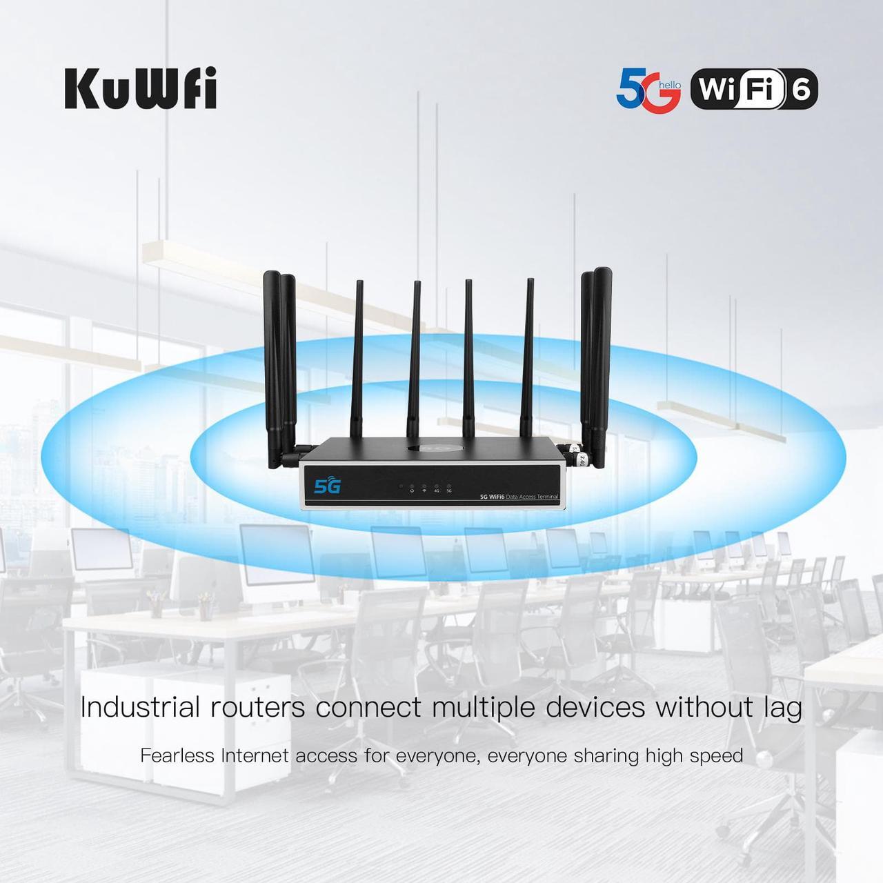 Alt view image 3 of 7 - KuWFi 5G Router with SIM Card Slot, Dual Band 1800Mbps WiFi-6 Wireless Routers Modem Support Hybrid MESH+ Networking for 5G/4G LTE Internet Network