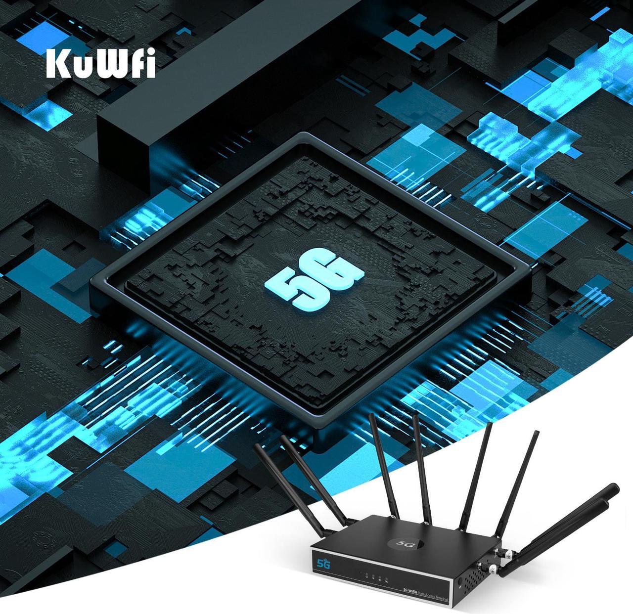 Alt view image 7 of 7 - KuWFi 5G Router with SIM Card Slot, Dual Band 1800Mbps WiFi-6 Wireless Routers Modem Support Hybrid MESH+ Networking for 5G/4G LTE Internet Network