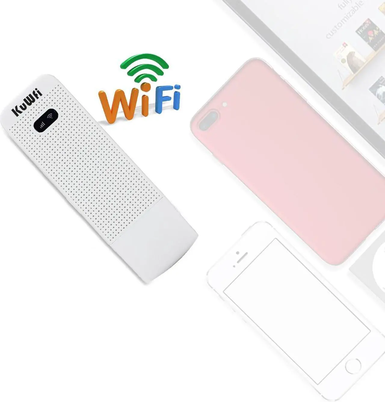Alt view image 4 of 7 - KuWFi LTE Mobile Hotspot 4G USB WiFi dongle Modem Mini 4G WiFi SIM Router Support 4G/3G +Wi-Fi Wireless Access Provide for Car or Bus (not Including SIM Card) for USA/CA/Mexico