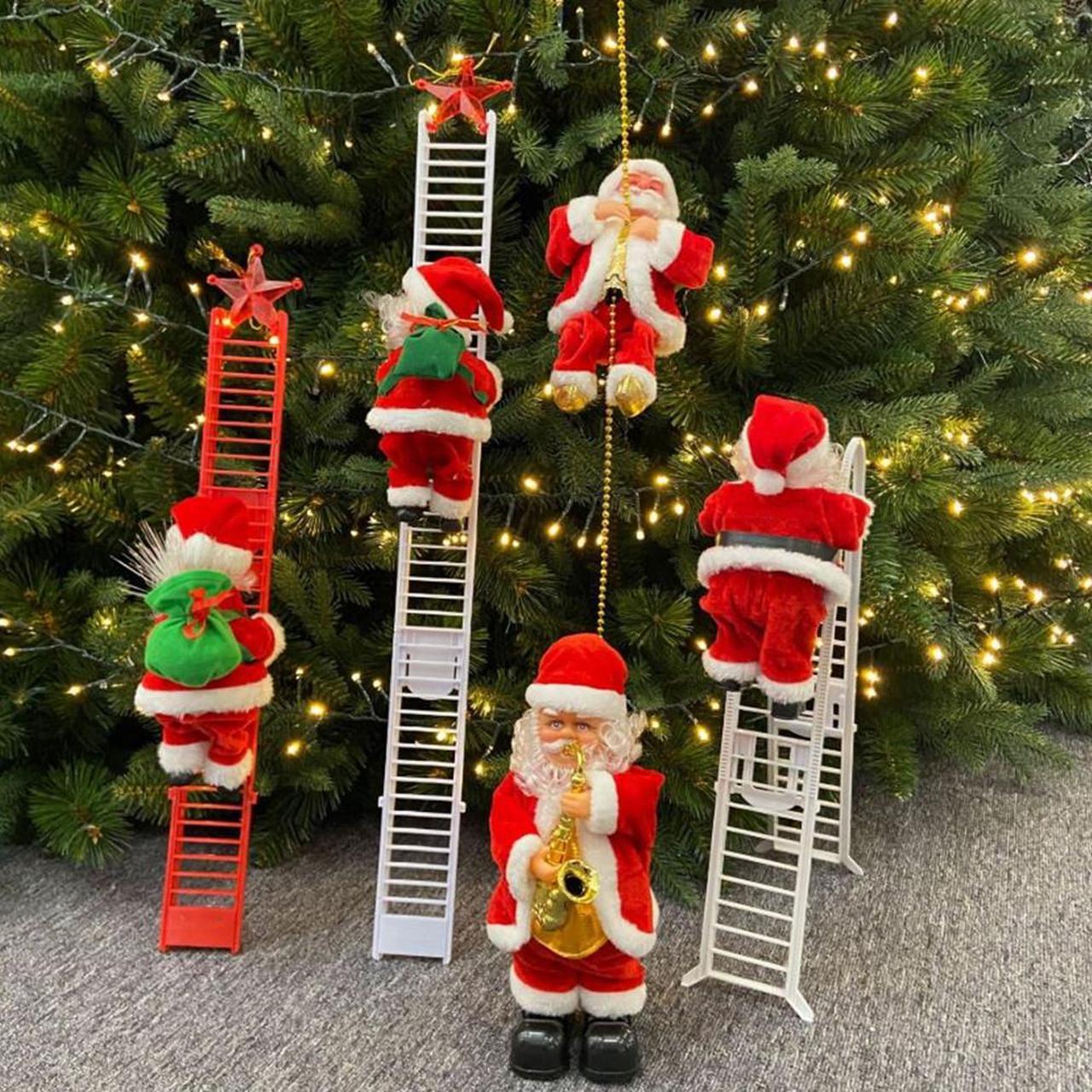 Alt view image 5 of 7 - Electric Climbing Ladder Santa Claus Christmas Figurine Ornament Xmas Party DIY Crafts Festival Navidad 2020 Gift Decorations