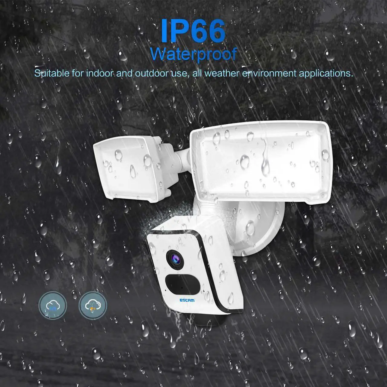 Alt view image 5 of 7 - Garden  garage Yard PIR motion detection WIFI two-way voice H.265 smart dual night vision Mobile alarm Full HD 3MP outdoor camera IP66 cloud storage Light