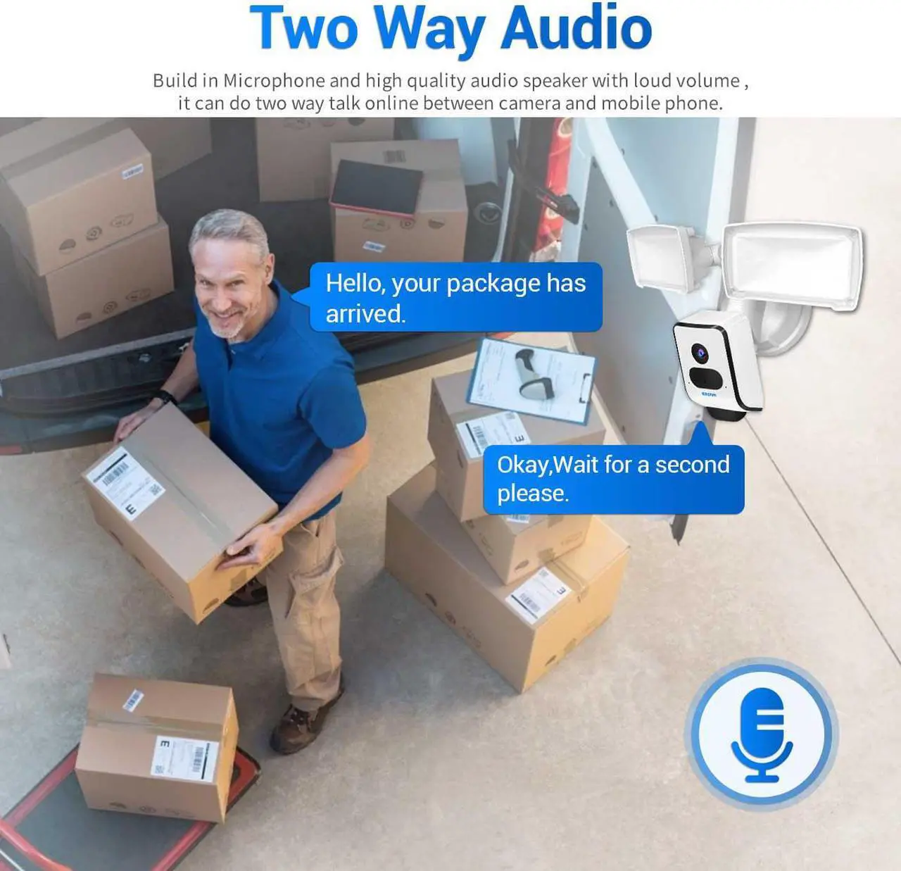 Alt view image 6 of 7 - Garden  garage Yard PIR motion detection WIFI two-way voice H.265 smart dual night vision Mobile alarm Full HD 3MP outdoor camera IP66 cloud storage Light