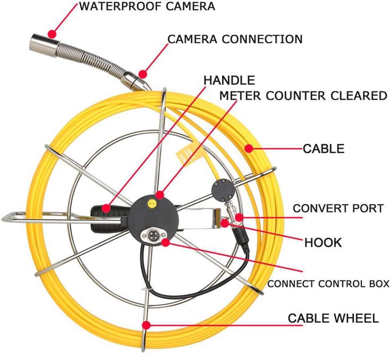 Alt view image 4 of 7 - 7" Monitor  DVR  Sewer Pipe Inspection Video Camera with Meter Counter Auto Self Leveling 512HZ  Pipe Locator  22MM IP68 HD 1000TVL Camera 12PCS LED Lights Cable Length 30m/98ft
