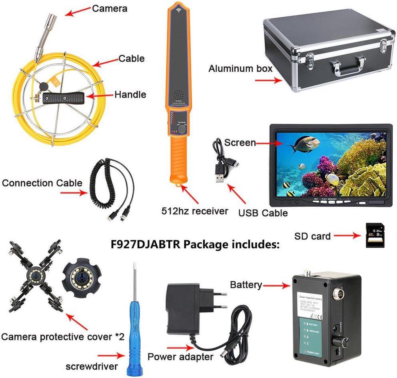 Alt view image 2 of 7 - 7" Monitor  DVR  Sewer Pipe Inspection Video Camera with Meter Counter Auto Self Leveling 512HZ  Pipe Locator  22MM IP68 HD 1000TVL Camera 12PCS LED Lights Cable Length 30m/98ft