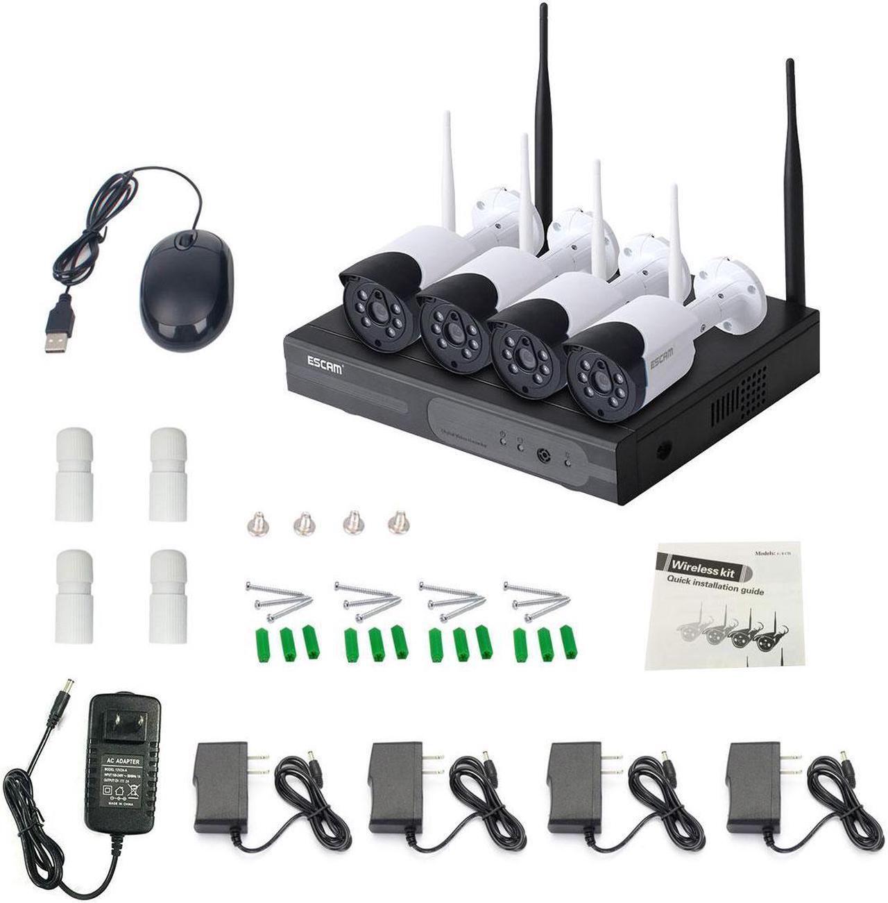 Alt view image 7 of 7 - ESCAM WNK404 4CH Wifi NVR Security Surveillance System Kit,4pcs 3MP Wireless WiFi IP Camera, wifi 50m Automatch plug in and play, Home Outdoor cctv security camera system IR Night Vision,Alarm push
