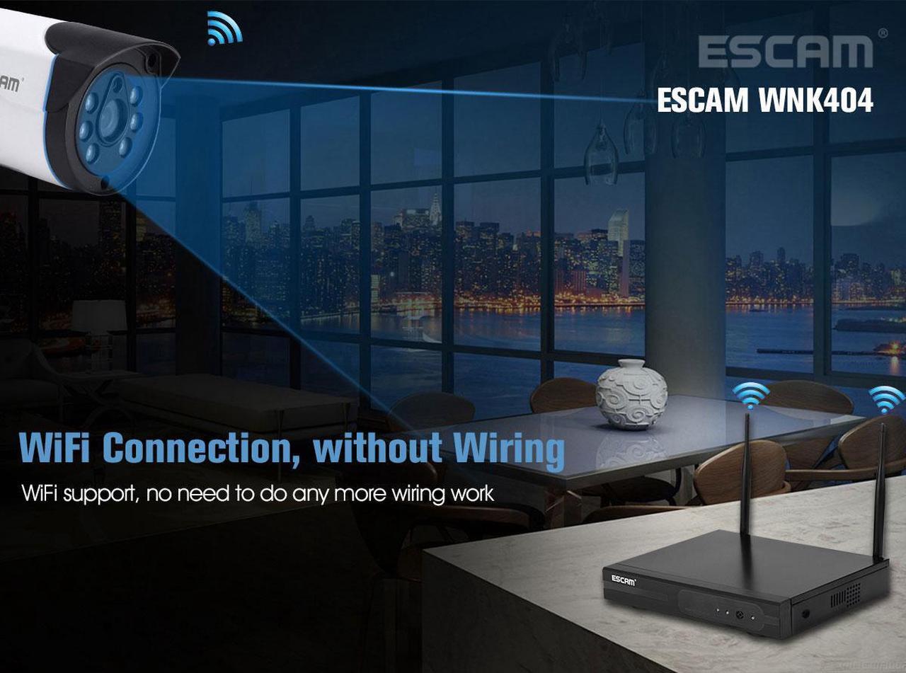 Alt view image 3 of 7 - ESCAM WNK404 4CH Wifi NVR Security Surveillance System Kit,4pcs 3MP Wireless WiFi IP Camera, wifi 50m Automatch plug in and play, Home Outdoor cctv security camera system IR Night Vision,Alarm push