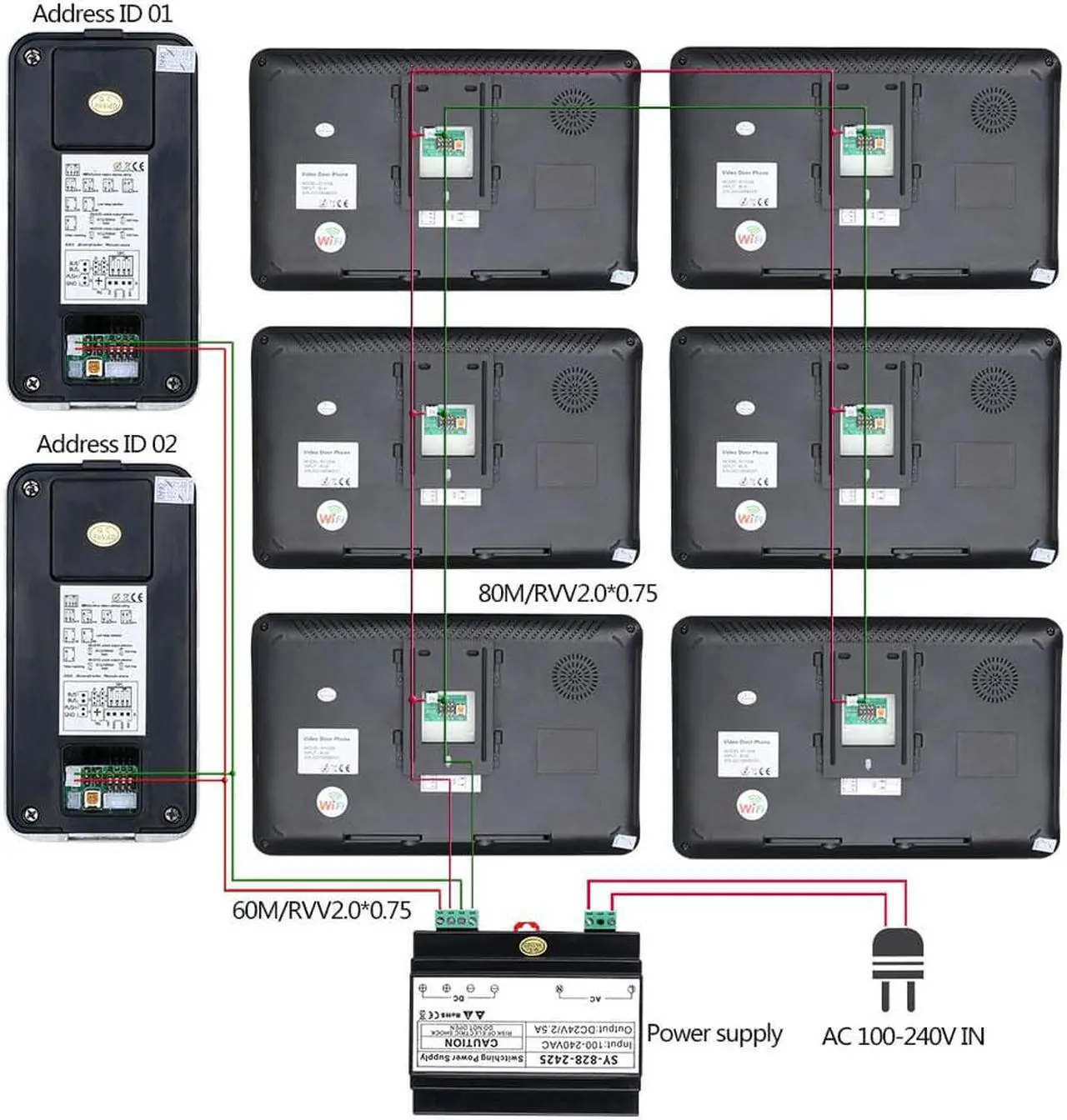 Alt view image 6 of 7 - Wireless Wifi 10 Inch BUS 2 Wire Fingerprint RFID Video Door Phone Intercom systems Support Remote APP home Access Control System