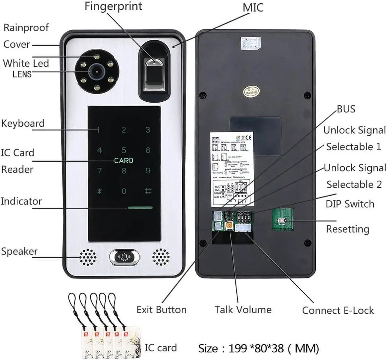 Alt view image 3 of 7 - Wireless Wifi 10 Inch BUS 2 Wire Fingerprint RFID Video Door Phone Intercom systems Support Remote APP home Access Control System