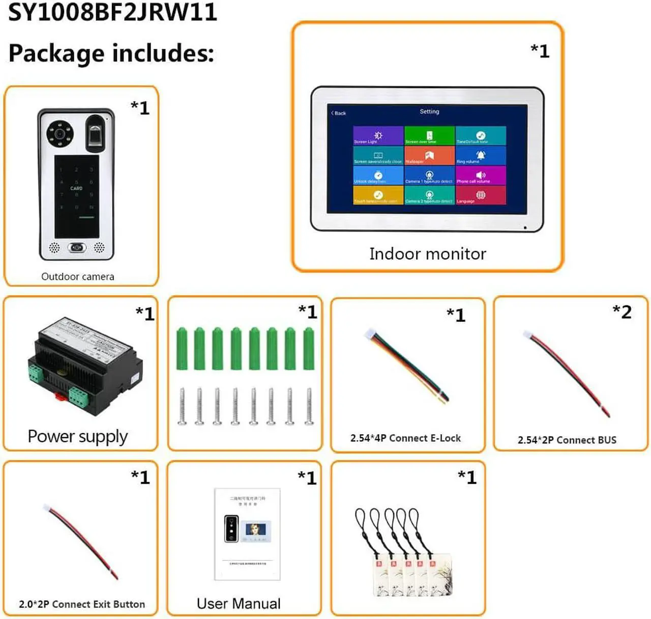 Alt view image 7 of 7 - Wireless Wifi 10 Inch BUS 2 Wire Fingerprint RFID Video Door Phone Intercom systems Support Remote APP home Access Control System