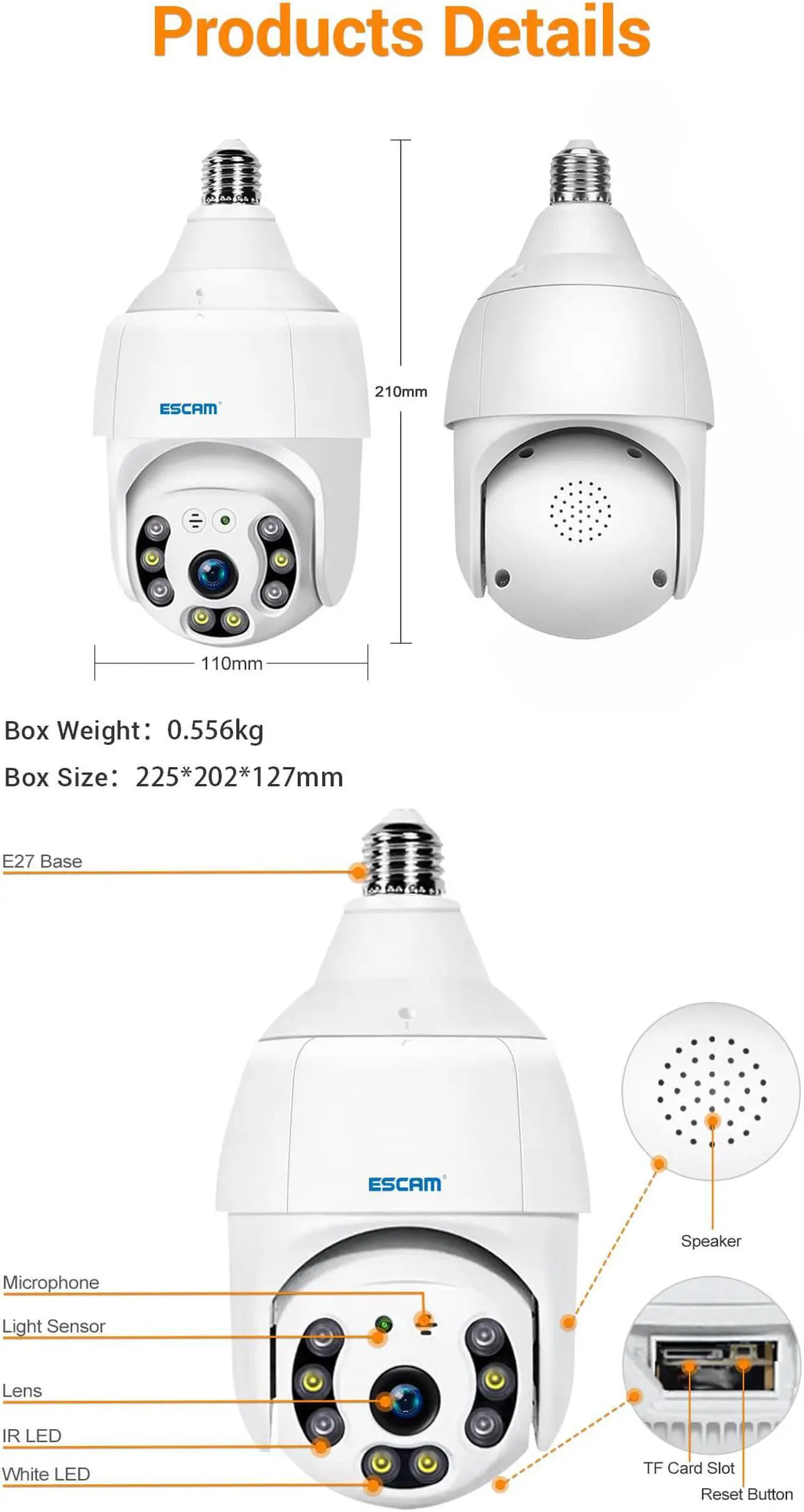 Alt view image 7 of 7 - ESCAM PT209 wireless H.265 1080P mobile tracking 2-way voice  PT Smart night vision dome camera