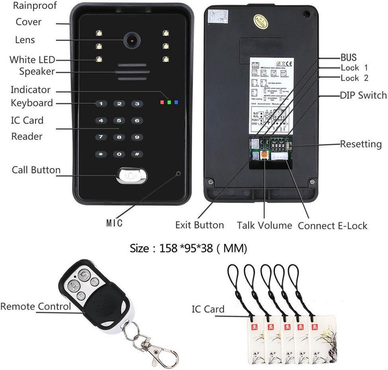 Alt view image 6 of 7 - Wireless Wifi 7 Inch Doorbell BUS 2 Wire RFID Video Door Phone Intercom systems Support Remote APP home Access Control System 1 Monitor + 1 Camera