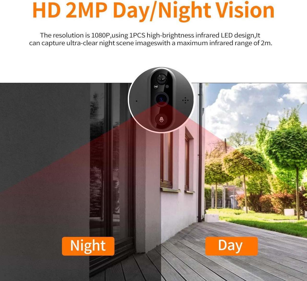 Alt view image 2 of 7 - VisiPower 2MP 1080P Smart digital door viewer WIFI Doorbell 4.3 inch screen Support TUYA APP Wide Angle PIR motion detection with Night Vision filming with Sound Video Doorbell Camera