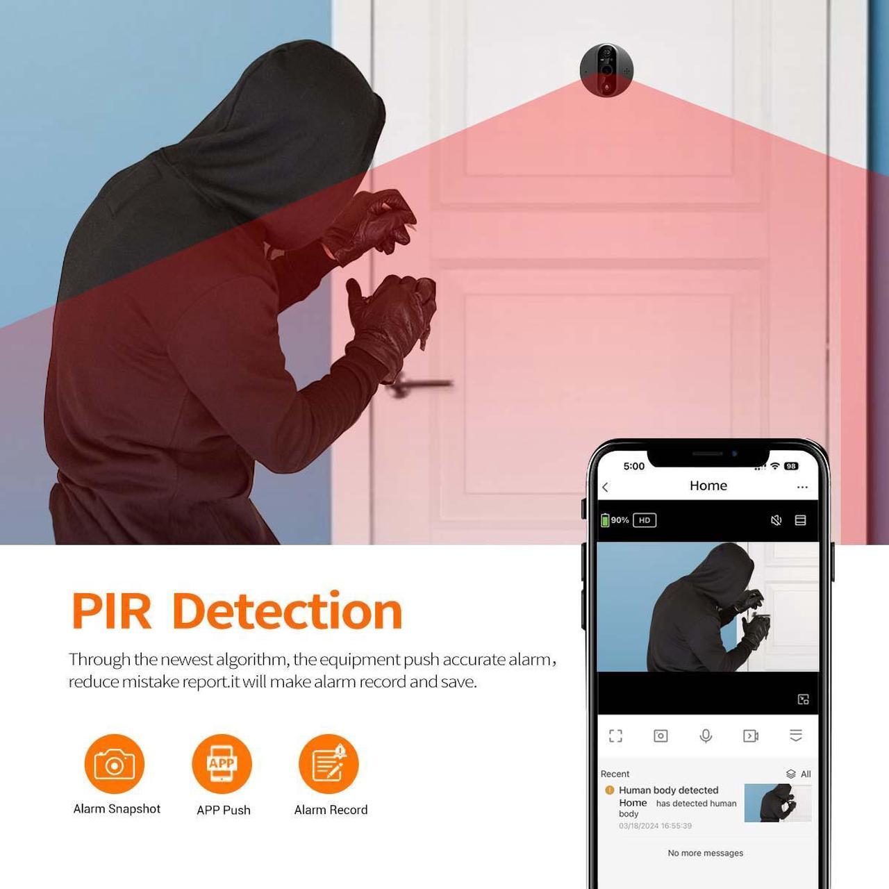 Alt view image 5 of 7 - VisiPower 2MP 1080P Smart digital door viewer WIFI Doorbell 4.3 inch screen Support TUYA APP Wide Angle PIR motion detection with Night Vision filming with Sound Video Doorbell Camera