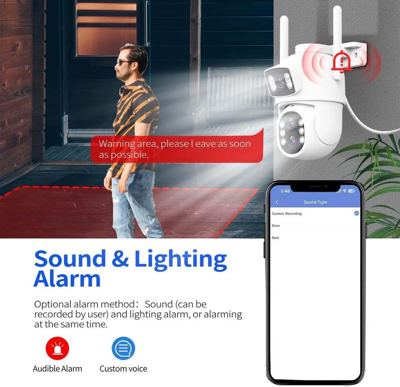 Alt view image 4 of 7 - VisiPower ESCAM QF500 5+5MP Binocular WiFi IP Camera  Dual lens Dual perspectives Pan/Tilt/Zoom ZOOMx10 humanoid detection Cloud Storage Waterproof outdoor Two Way Audio Night Vision Security Camera