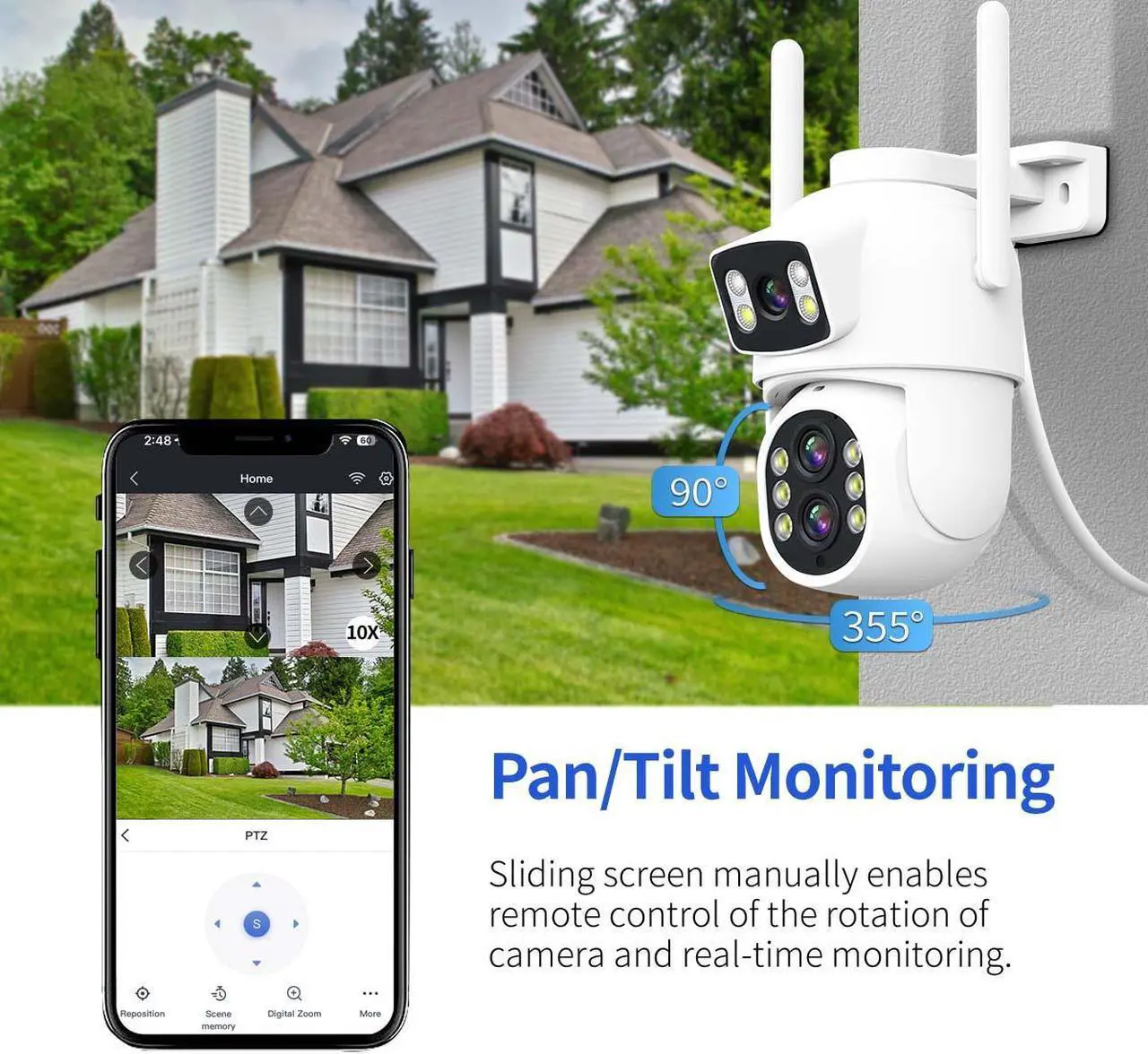 Alt view image 3 of 7 - VisiPower ESCAM QF500 5+5MP Binocular WiFi IP Camera  Dual lens Dual perspectives Pan/Tilt/Zoom ZOOMx10 humanoid detection Cloud Storage Waterproof outdoor Two Way Audio Night Vision Security Camera