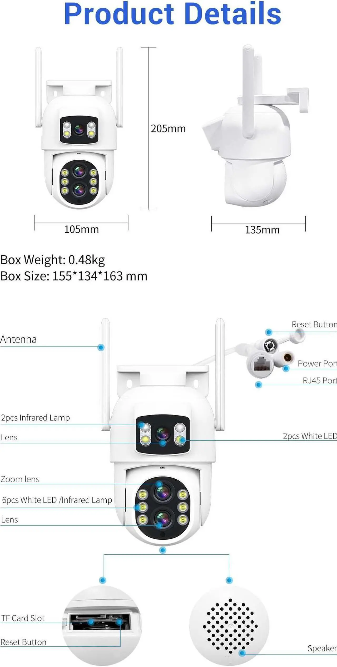 Alt view image 7 of 7 - VisiPower ESCAM QF500 5+5MP Binocular WiFi IP Camera  Dual lens Dual perspectives Pan/Tilt/Zoom ZOOMx10 humanoid detection Cloud Storage Waterproof outdoor Two Way Audio Night Vision Security Camera
