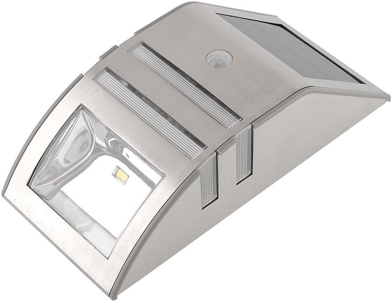 Alt view image 6 of 7 - 2LED Solar Power Stainless Steel PIR Human Motion Sensor Light Wall Outdoor Lamp