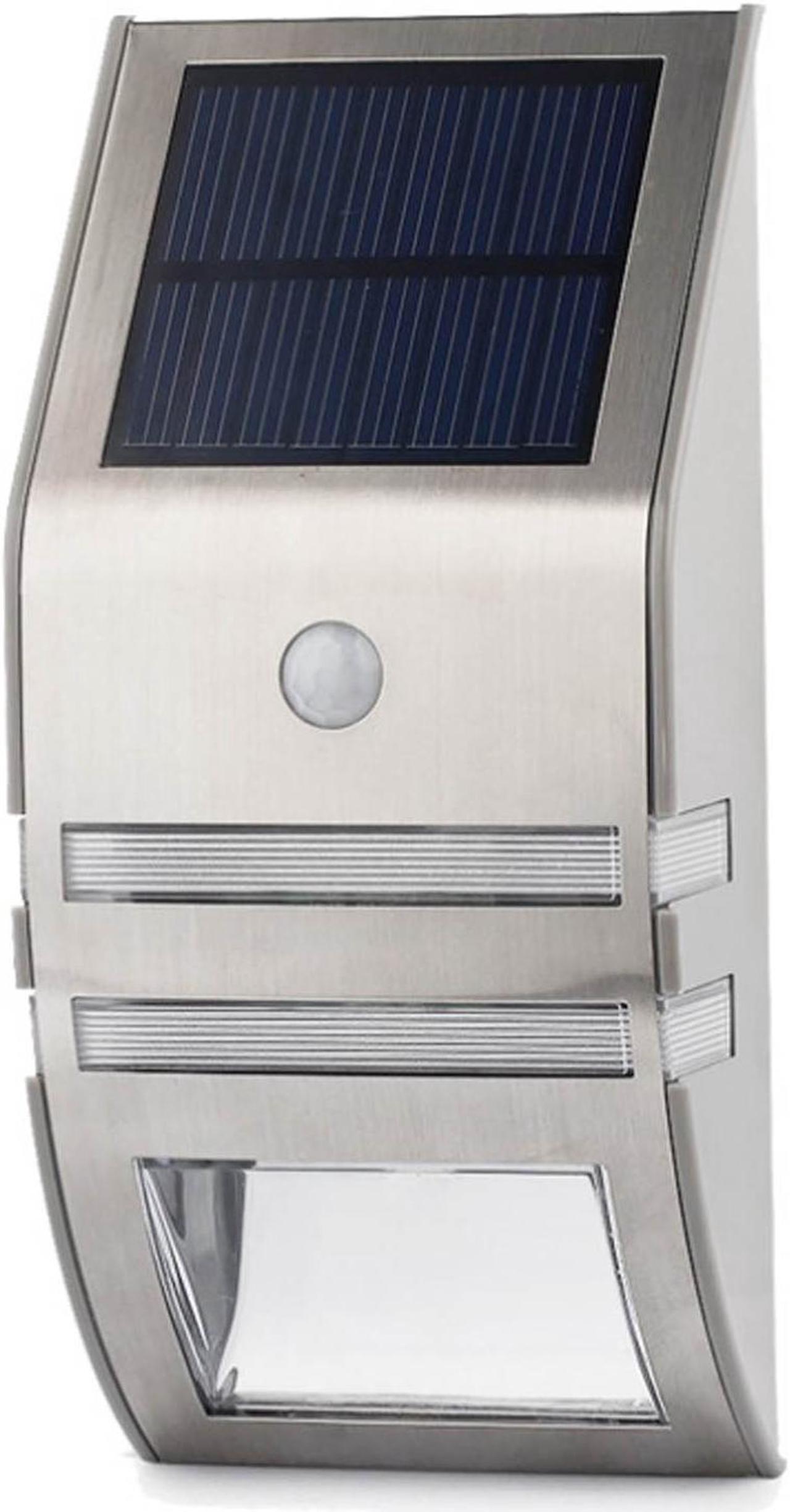 Alt view image 2 of 7 - 2LED Solar Power Stainless Steel PIR Human Motion Sensor Light Wall Outdoor Lamp