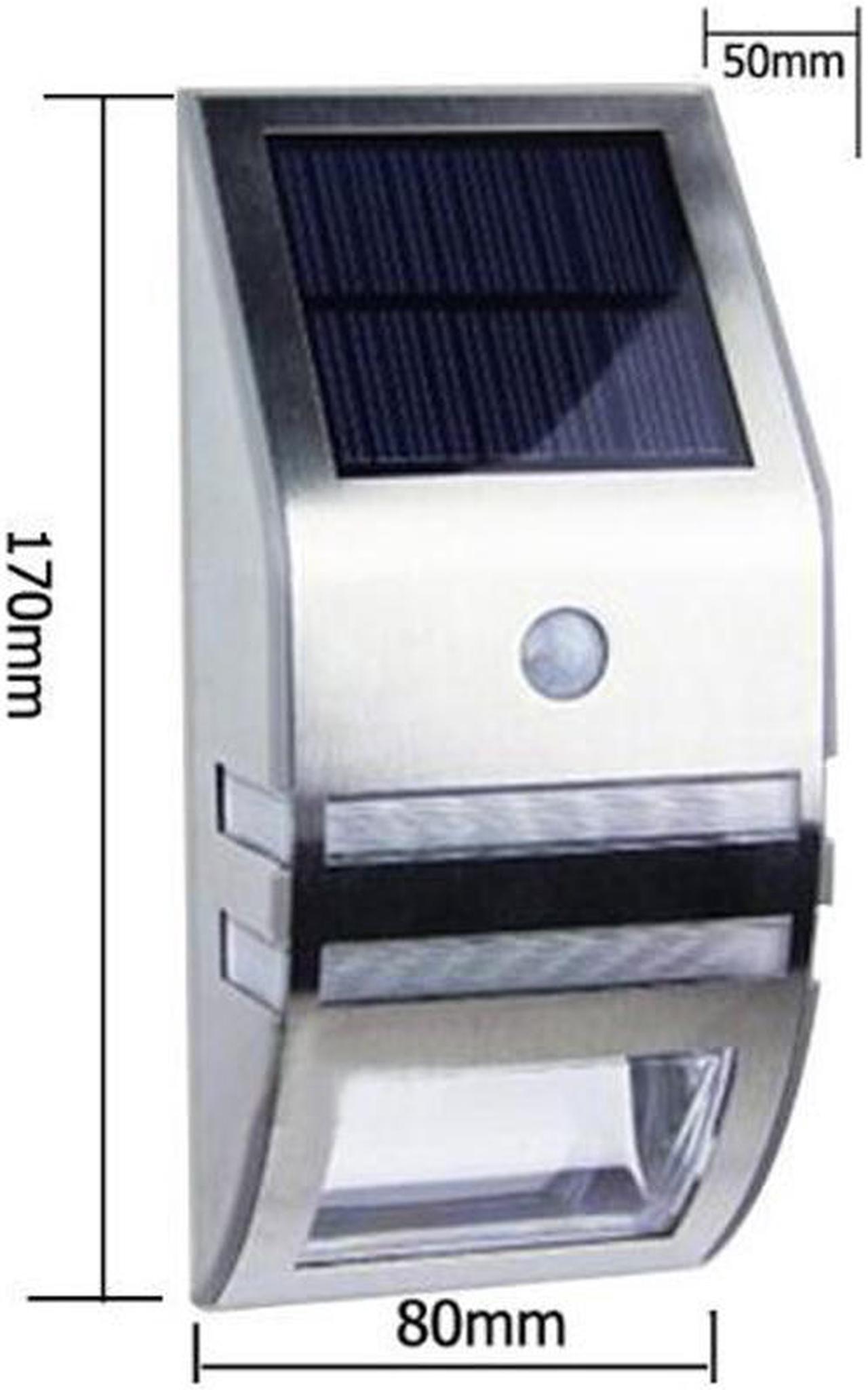 Alt view image 3 of 7 - 2LED Solar Power Stainless Steel PIR Human Motion Sensor Light Wall Outdoor Lamp