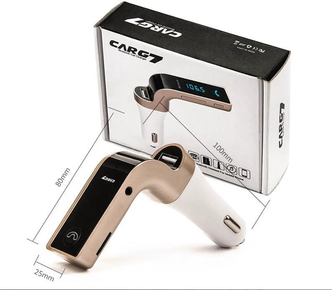 Alt view image 7 of 7 - CAR G7 Bluetooth FM Transmitter With TF/USB Flash Drives Music Player Silver