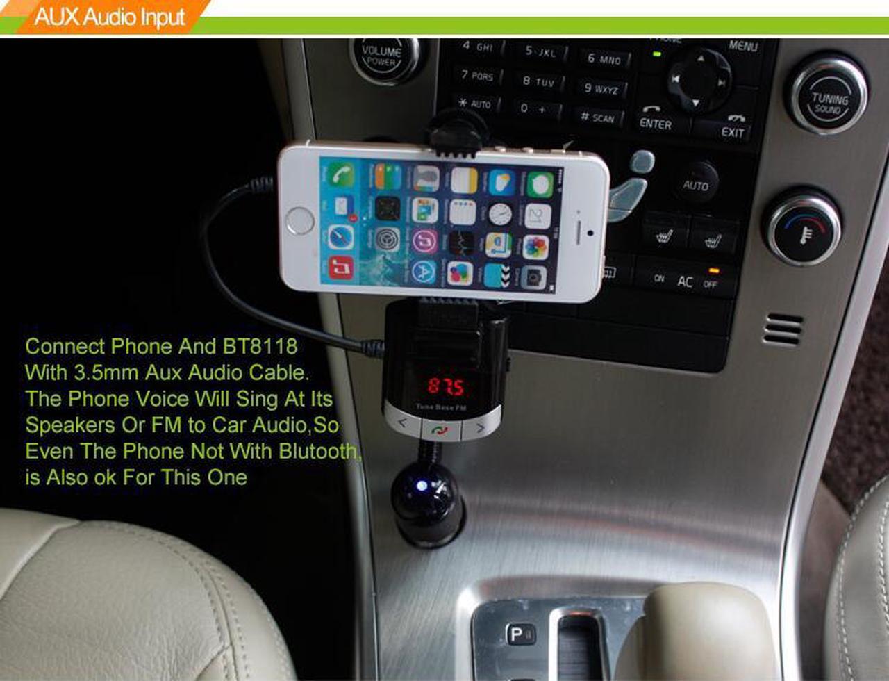 Alt view image 3 of 7 - BT8118 Vehicle Phone Bracket Bluetooth Handsfree Car Kit MP3 Player USB Phone Charger