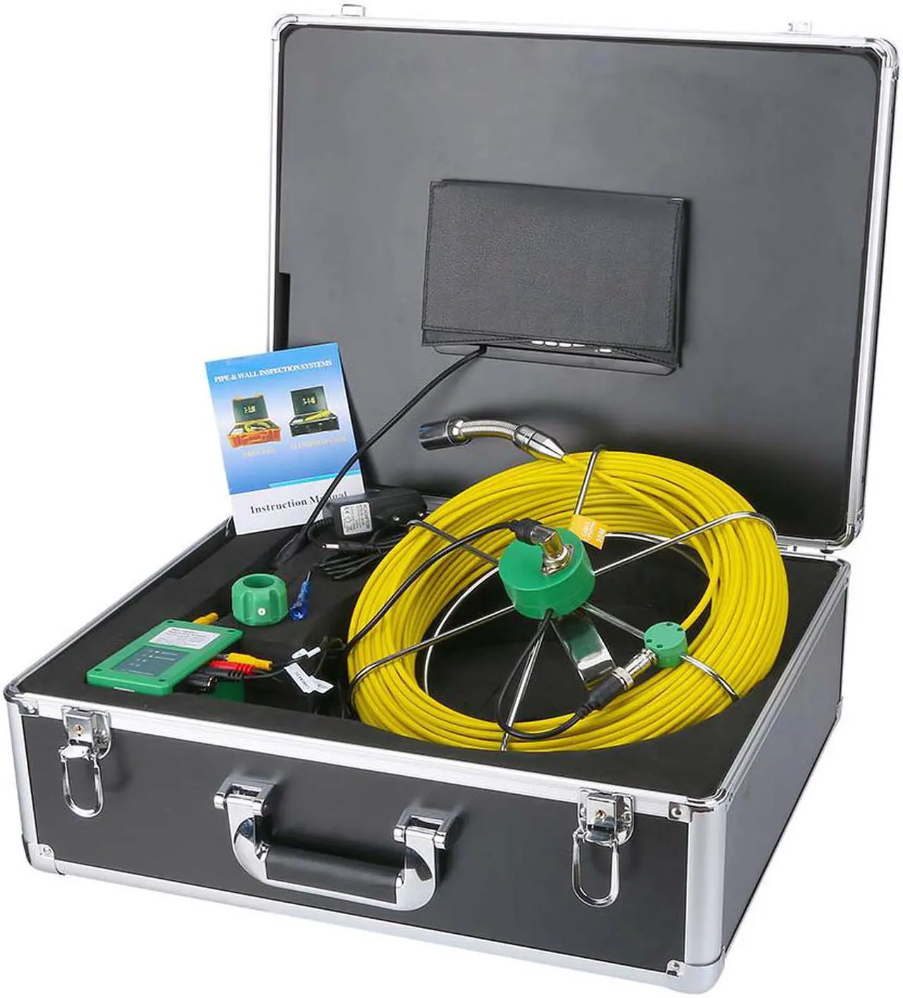Alt view image 3 of 7 - Pipe Inspection 40M IP68 Waterproof Drain Pipe Sewer Inspection Camera System 7 inch LCD DVR 1000TVL Camera with 6W LED Lights 8GB SD Card