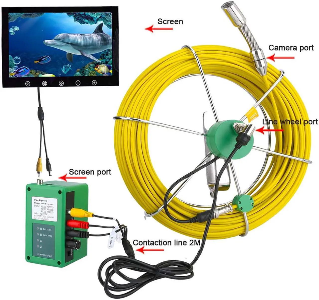 Alt view image 4 of 7 - 6W LED Lights 8GB TF Card Drain Pipe Sewer Inspection Camera System 9inch LCD DVR 1000TVL 50M IP68