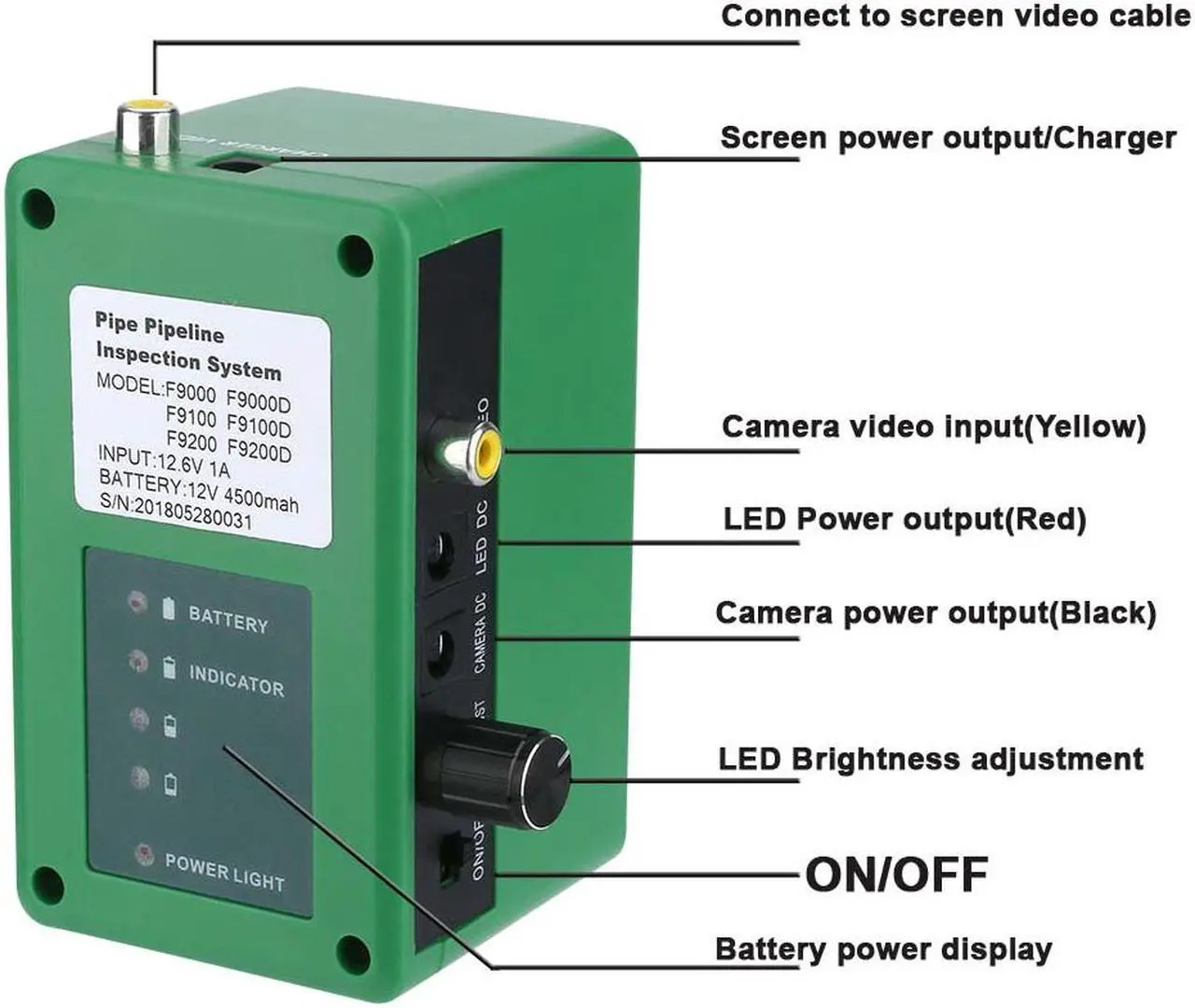 Alt view image 5 of 7 - 6W LED Lights 8GB TF Card Drain Pipe Sewer Inspection Camera System 9inch LCD DVR 1000TVL 50M IP68