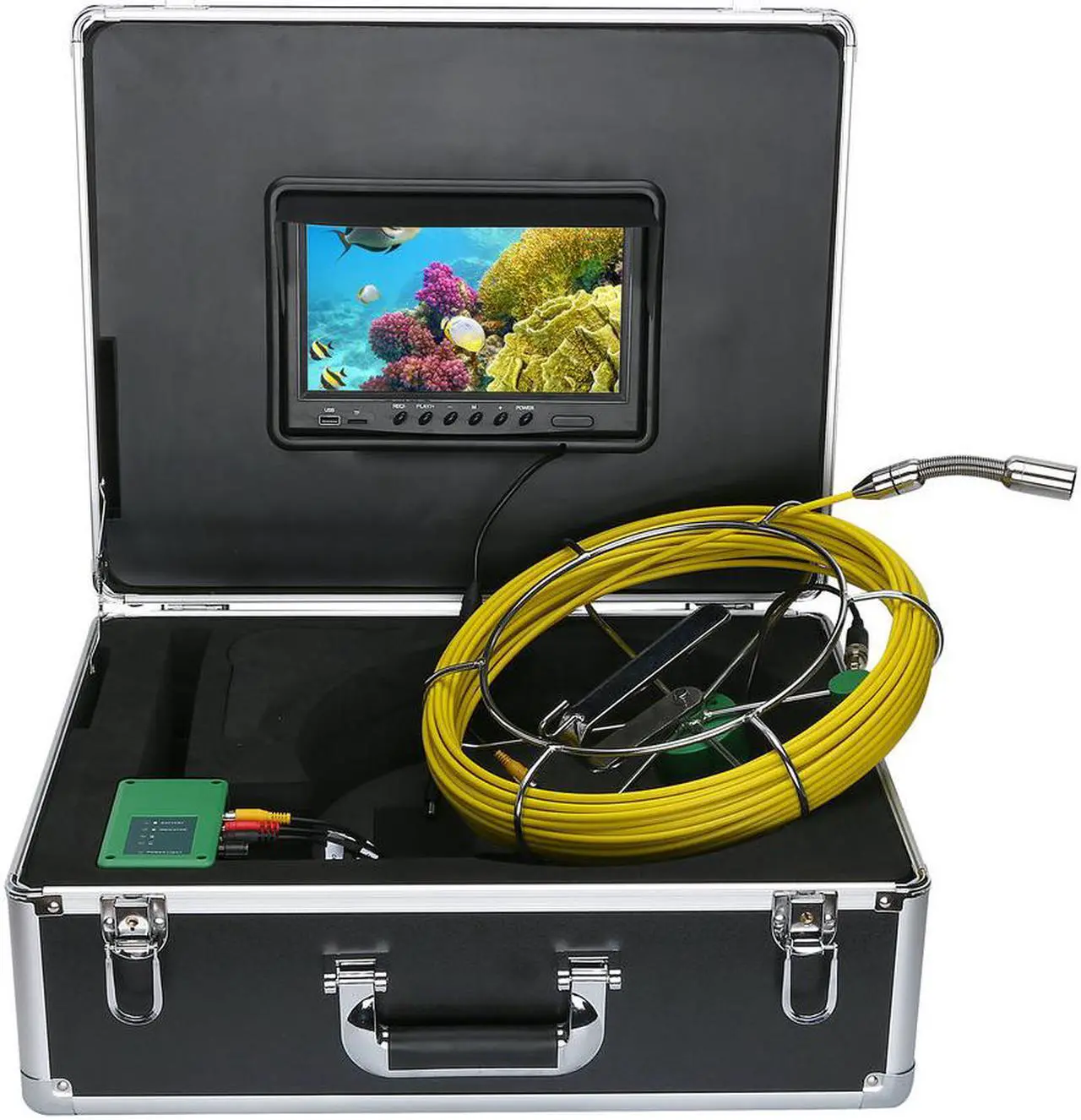 Alt view image 2 of 7 - 50M IP68 Waterproof Drain Pipe Sewer Inspection Camera System 9"LCD DVR 1000TVL Camera with 6W LED Lights 8GB TF Card