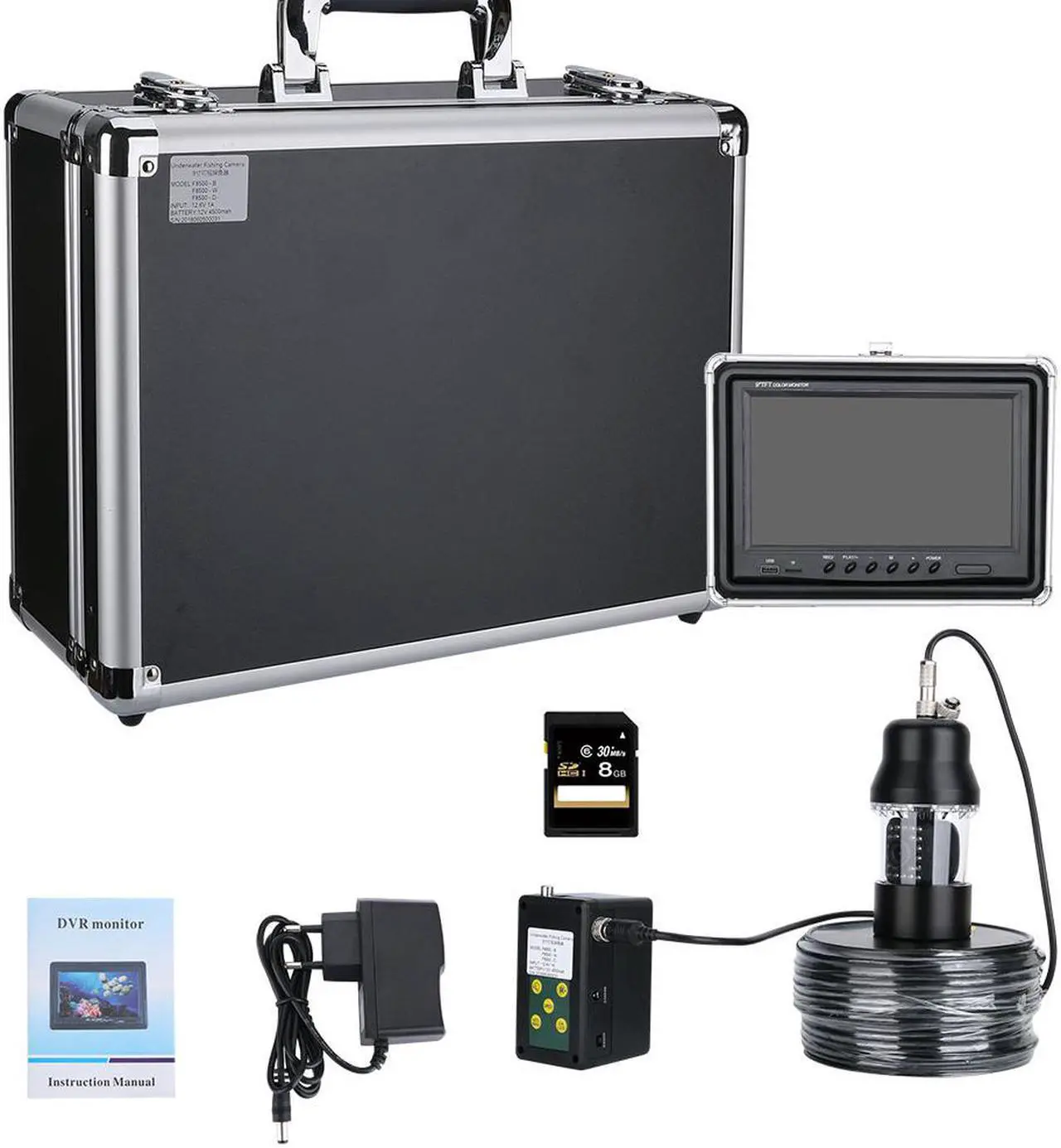 Alt view image 6 of 7 - 9 Inch Color Screen 100m Professional Underwater Fishing Video Camera Fish Finder Waterproof 22 LEDs 360 Degree Rotating Camera