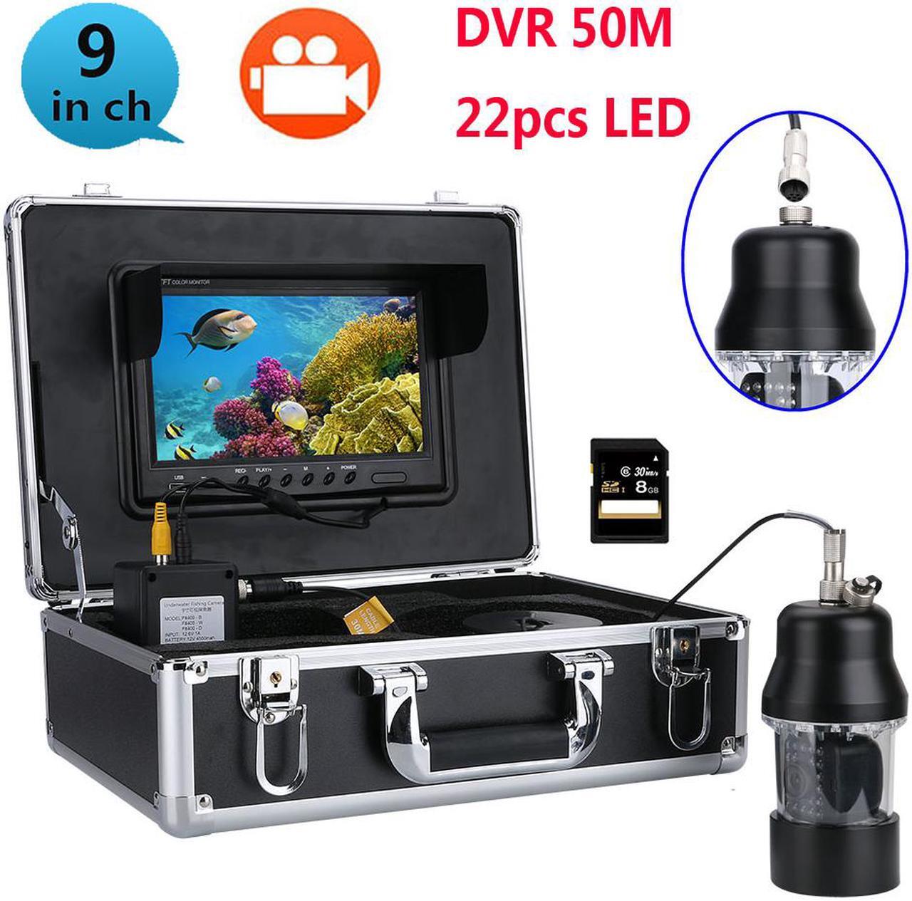 Main image of 50m Professional Underwater Fishing Video Camera Fish Finder 9 Inch DVR Recorder Color Screen Waterproof 22 LEDs