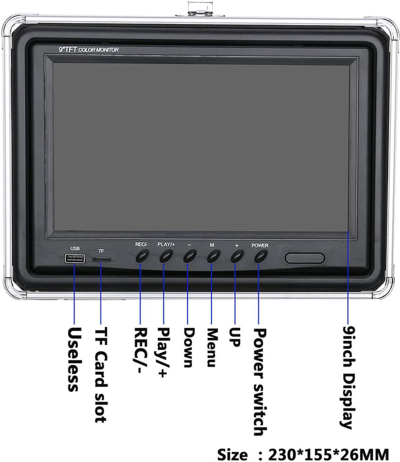Alt view image 6 of 7 - 50m Professional Underwater Fishing Video Camera Fish Finder 9 Inch DVR Recorder Color Screen Waterproof 22 LEDs