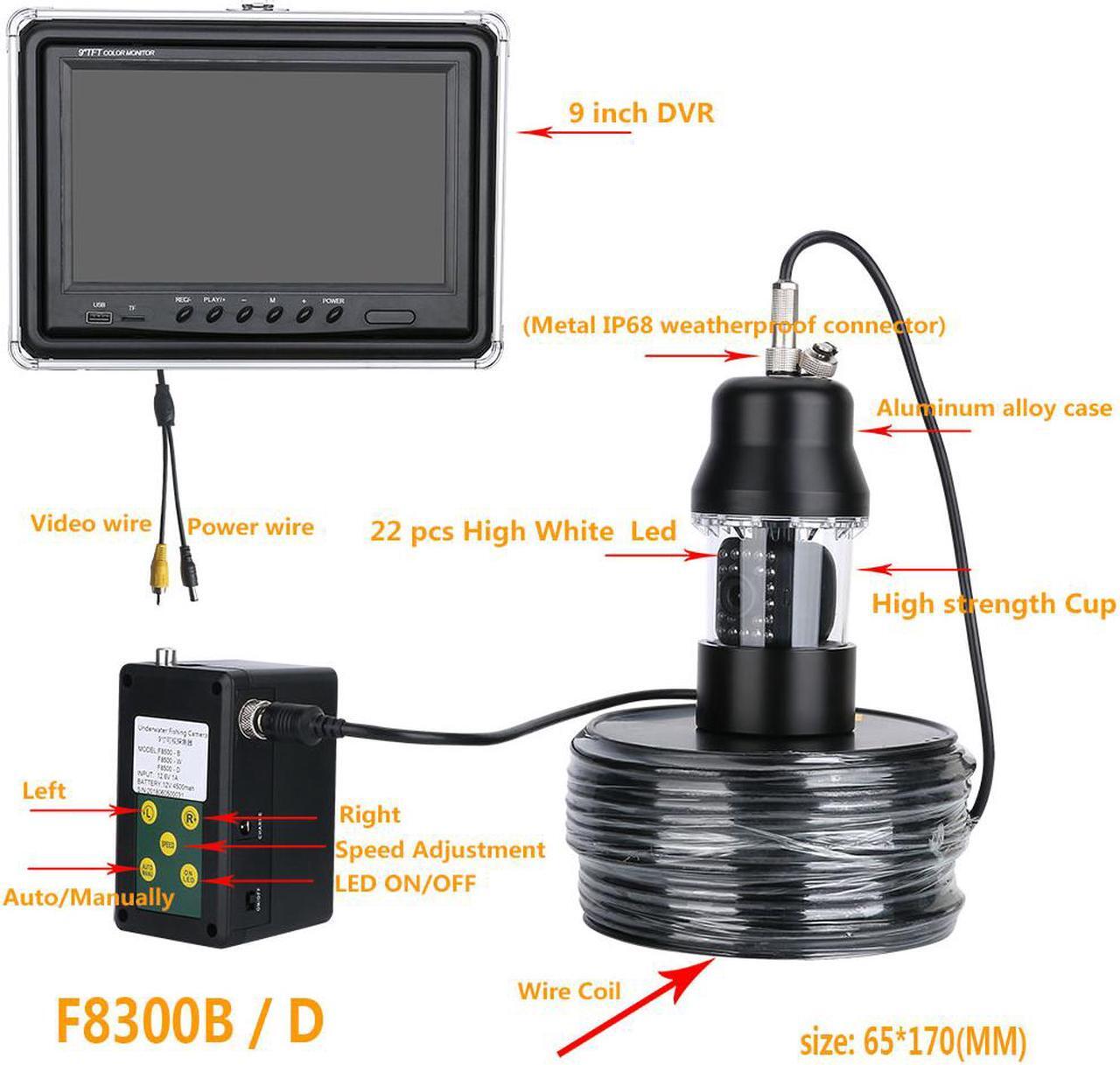 Alt view image 6 of 6 - 100m Professional Underwater Fishing Video Camera Fish Finder 9 Inch DVR Recorder Color Screen Waterproof 22 LEDs 360 Degree Rotating Camera