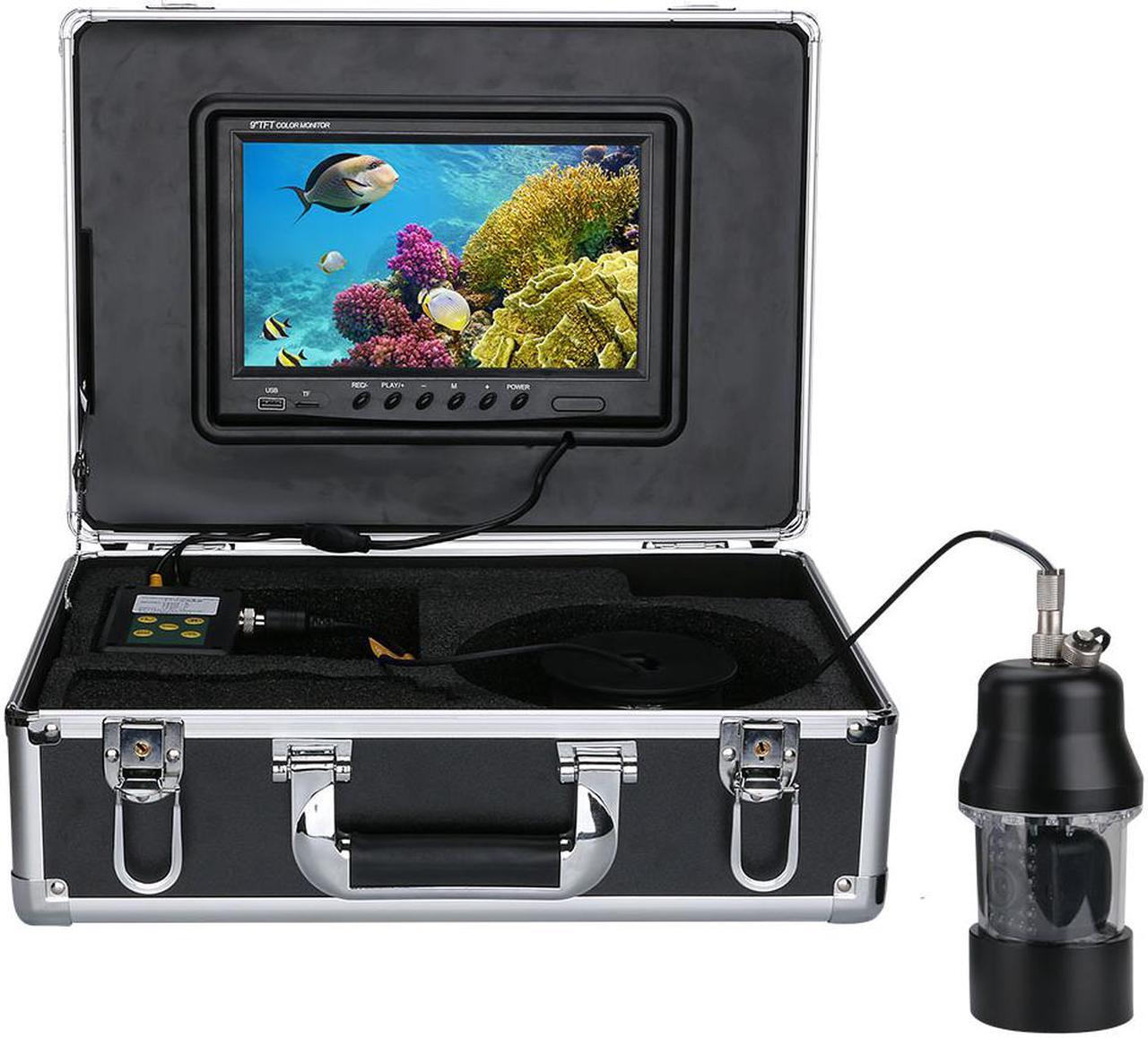 Alt view image 2 of 6 - 100m Professional Underwater Fishing Video Camera Fish Finder 9 Inch DVR Recorder Color Screen Waterproof 22 LEDs 360 Degree Rotating Camera