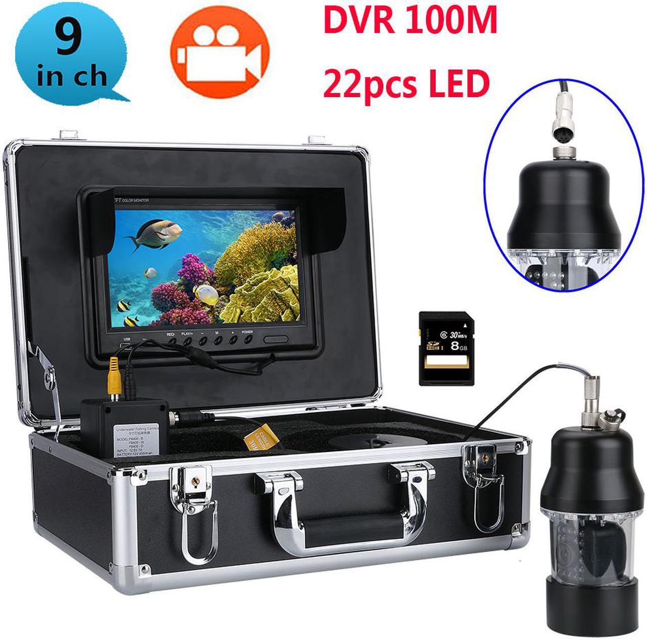 Main image of 100m Professional Underwater Fishing Video Camera Fish Finder 9 Inch DVR Recorder Color Screen Waterproof 22 LEDs 360 Degree Rotating Camera