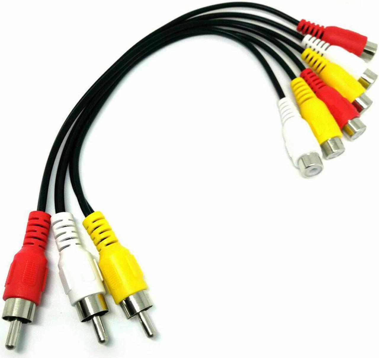 3 RCA Male Jack To 6 RCA Female Splitter AV TV DVD Adapter Cable