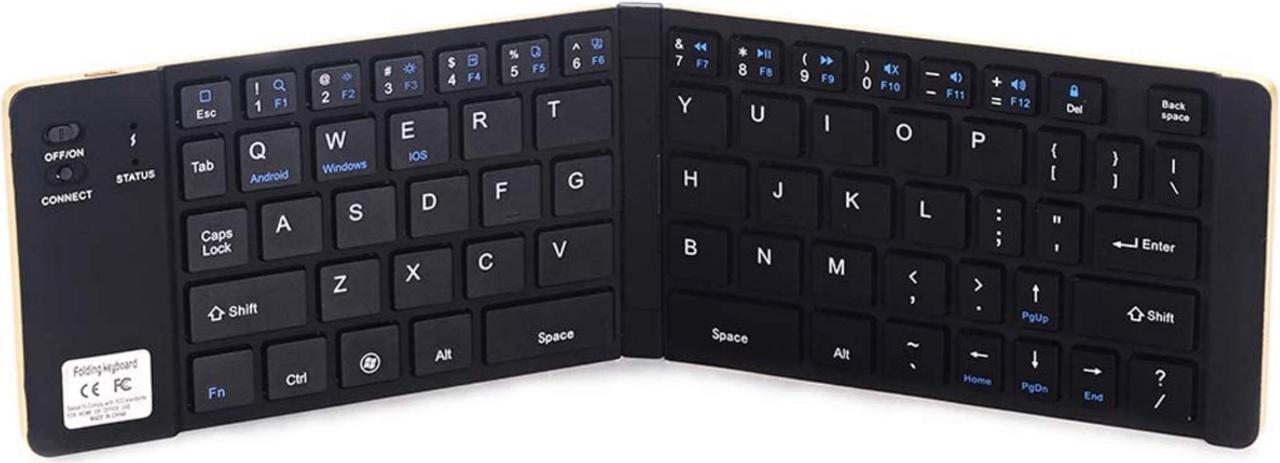 Ultra Slim Mini Foldable Wireless Keyboard Black