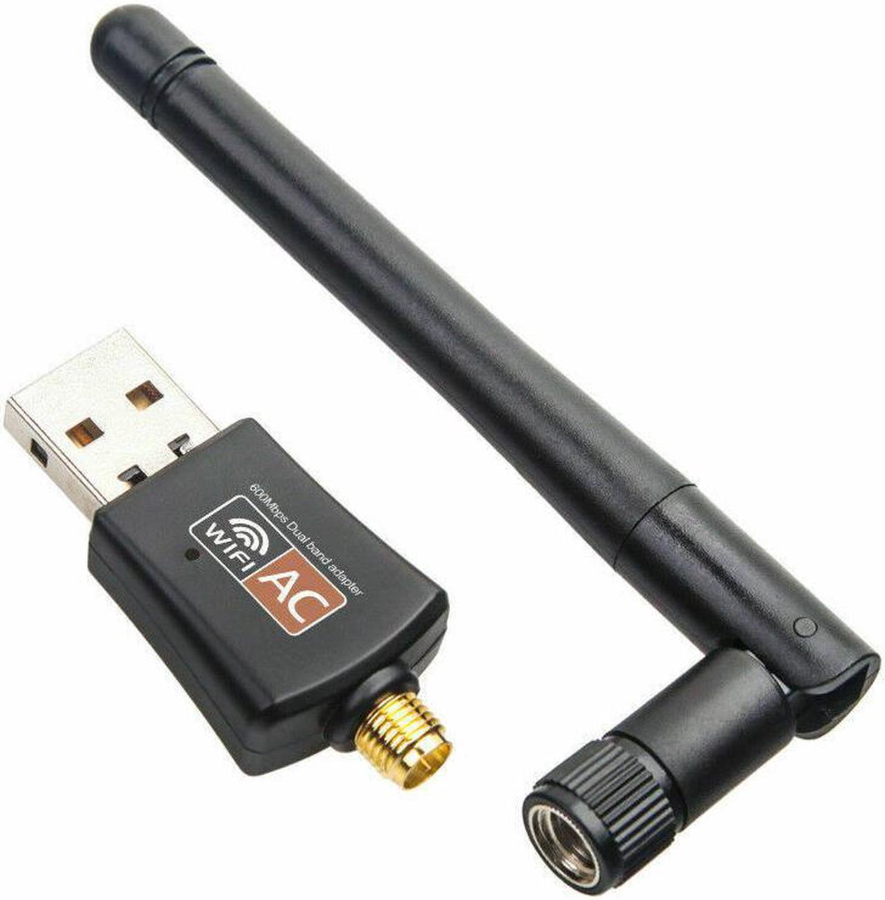 600Mbps Wireless USB Wifi Adapter Dongle Dual Band 2.4G/5GHz W/Antenna 802.11AC