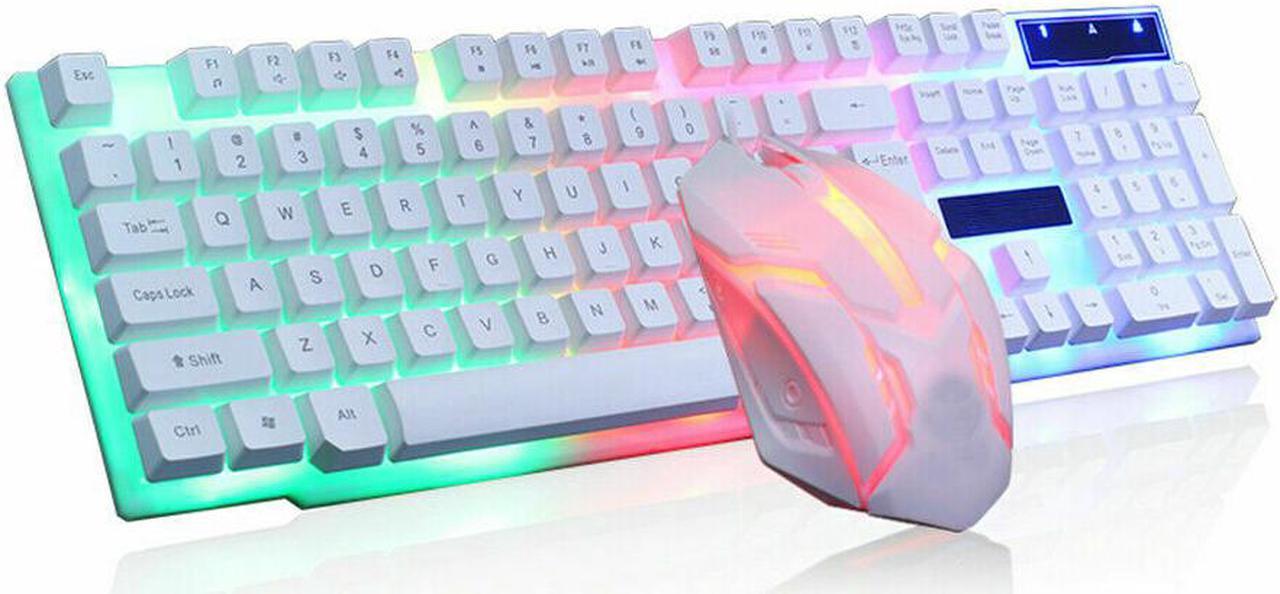 Multi Color Changing Backlight Keyboard And Mouse Set White