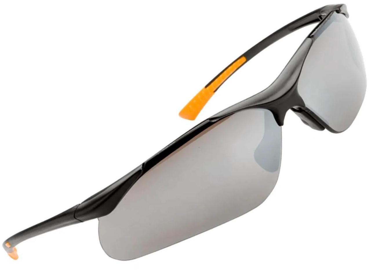 Alt view image 5 of 5 - Sanoxy Safety Glasses with Wraparound Design, UV Protection, Rubber Nosepiece and Black Temples  Impact-Resistant PC Lens Silver