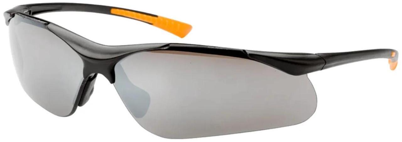 Alt view image 2 of 5 - Sanoxy Safety Glasses with Wraparound Design, UV Protection, Rubber Nosepiece and Black Temples  Impact-Resistant PC Lens Silver
