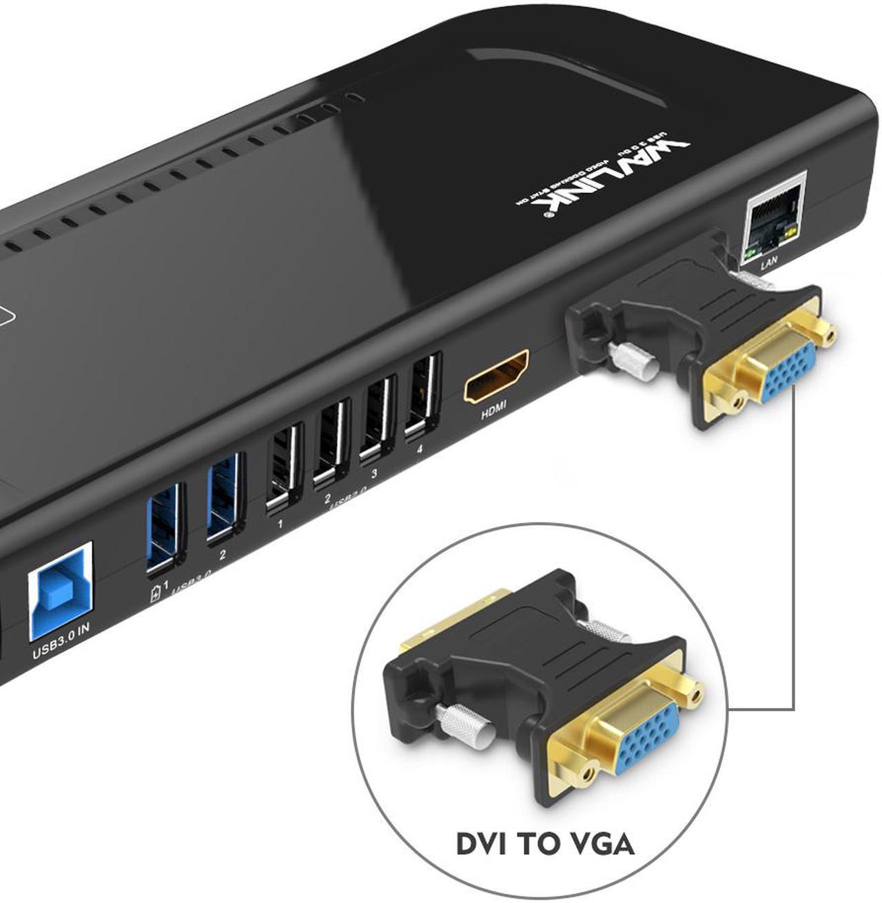 Alt view image 7 of 7 - Wavlink USB 3.0 Universal Laptop Docking Station Dual Display with HDMI & DVI/VGA with Gigabit Ethernet, 6 USB Ports, Audio for Laptop, Ultrabook and PCs, Efficient Home Office, DisplayLink chipset