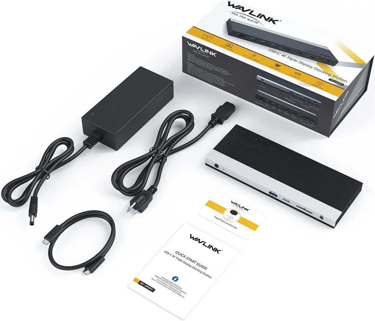 Alt view image 7 of 7 - Wavlink USB-C Triple Display ( Dual DP + 1 HDMI) Docking Station with 65W Charging, USB C Gen 2 System, 2 Display Ports & HDMI, 4 USB 3.0, SD/TF Card Reader, Gigabit Ethernet) For MacBook Pro, Windows